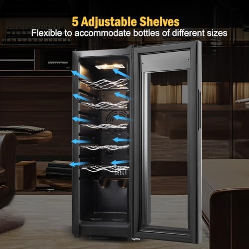 FoMup Wine Fridge 12 Bottles, Small Wine Cooler Refrigerator Freestanding with Digital Temperature Control Safety Lock, Frost Free for Red White Wine, Champagne - Image 4