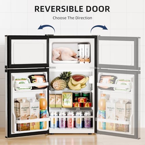 Antarctic Star Mini Fridge with Freezer, Double Door Compact Refrigerator, Adjustable Thermostat, Small Fridge for Bedroom Office Dorm Apartment, 2.45 Cu.Ft Silver - Image 6