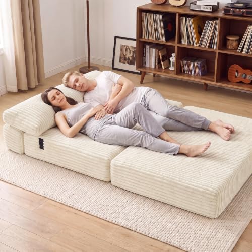 Folding Sofa Bed Convertible 4 in 1 Sleeper Chair Beige Full XL - Image 6