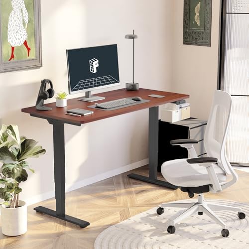 FLEXISPOT E6 3-Stage Dual Motor 60 x 24 Electric Standing Desk Sit Stand Up Desk, Holds 220 lbs, Adjustable Height w/Memory Presets, One-Piece Mahogany Desktop & Black Frame, Ships in 2 Boxes - Image 2