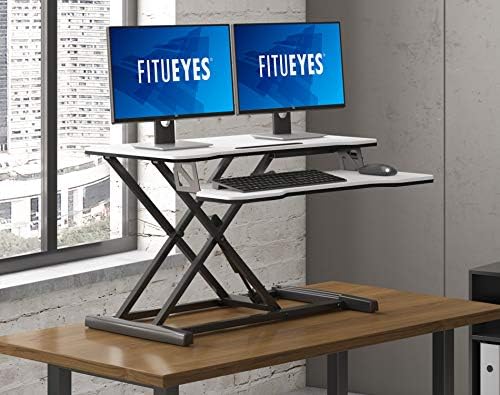 FITUEYES Height Adjustable Standing Desk 32” Wide Sit to Stand Converter - Image 6
