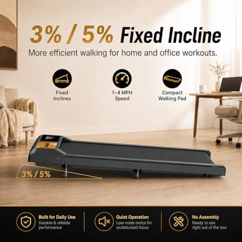 HOELLL Walking Treadmill Pad with 5% Adjustable Incline and APP Sync, Small Compact Under Desk Treadmills for Home and Office with Remote Control and LED Display, 2.5HP - Image 2