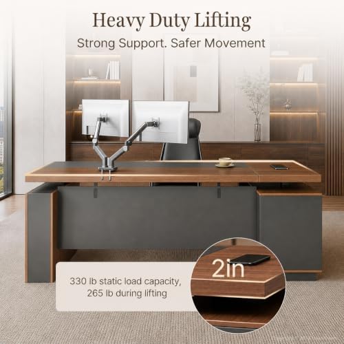 71" L-Shaped Electric Standing Executive Desk with Storage - Image 6