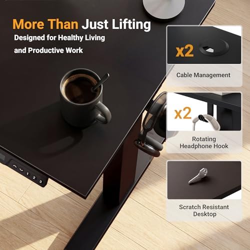 YDN Electric Standing Desk, 55x24 Inch, Black - Image 6