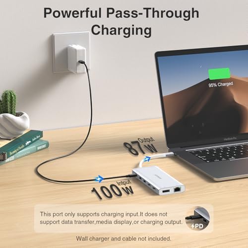 USB C Hub USB-C Docking Station Dual Monitor Triple Display Multi Adapter - Image 5