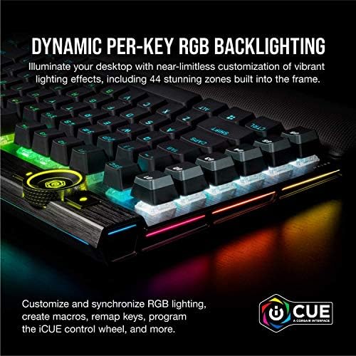 Corsair K100 RGB Optical-Mechanical Wired Gaming Keyboard - QWERTY US Layout, OPX Switches - PBT Double-Shot Keycaps - Elgato Stream Deck and iCUE Compatible - Black - Image 5