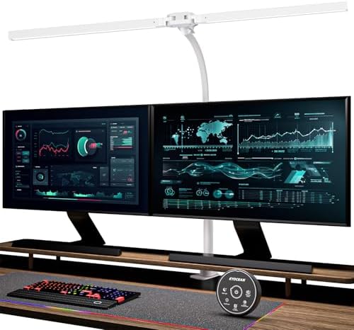 EYOCEAN Desk Lamp with Clamp, 31.5" LED Desk Lamp for Home Office, 24W Double Head Desk Light, Dimmable & Color Temperature, Table Lamp with Remote Control, Brightest Computer Monitor Light by EYOCEAN