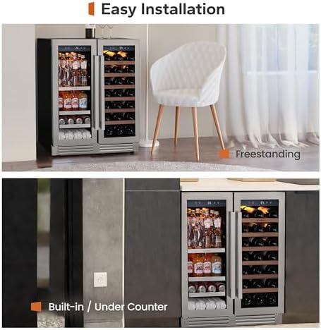 Ca'Lefort 30 Inch Wine & Beverage Refrigerator, Dual Zone Wine Fridge - Image 6