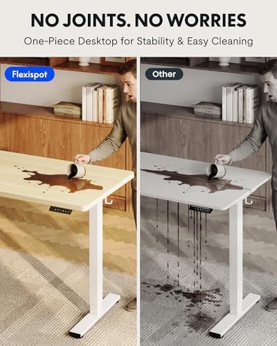 FLEXISPOT EN1 40"x24" One-Piece Standing Desk, White Wood Grain - Image 3