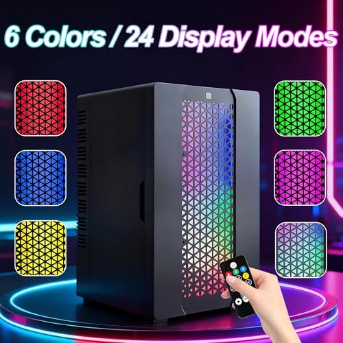 Mini Fridge, Dimmable Gaming Light Wine Fridge with Remote Control (Black) - Image 2