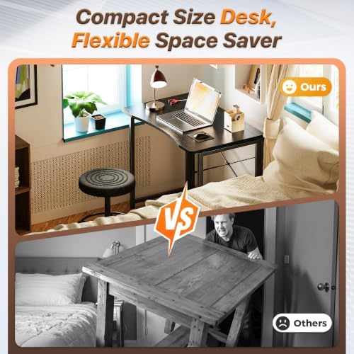 Huuger Folding Desk for Small Spaces, 31.5 Inch Foldable Computer Table - Image 3