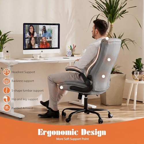 Sweetcrispy Office Desk Chair, Heavy Duty Computer Chair, PU Leather - Image 5