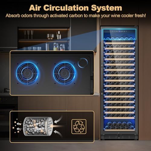 Upgraded 190 Bottles Wine Cooler Refrigerator,24 Inch Wide Wine Fridge with Professional Temperature Control System,Freestanding or Built-in installation, Quiet Operation,Black - Image 6