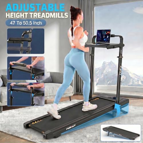FUNMILY Upgrade Walking Pad Folding Treadmill with 12%/15% Incline & Handle Bar, 3.5HP Foldable Under Desk Compact Treadmills for Home/Office/Gym, 400+lb Capacity, Shock Absorption - Image 5