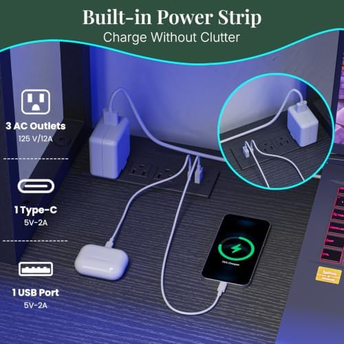 53" L Shaped Gaming Desk Reversible Corner Desk for Home Office - Image 6