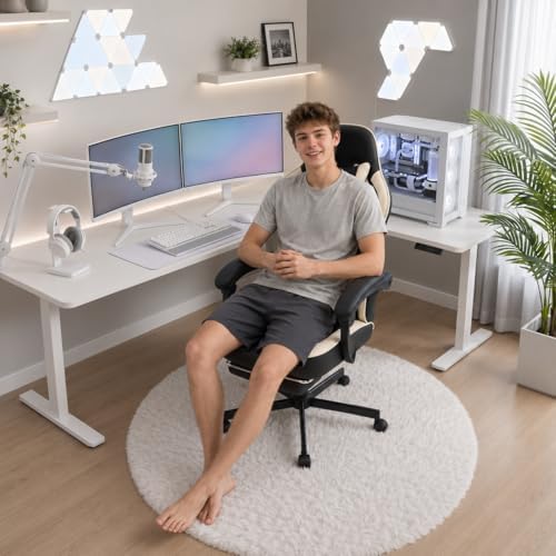 Mistpeople Gaming Chair, Ergonomic High Back Computer Chair with Footrest, Lumbar Support & Pocket Spring Cushion, Comfortable Swivel Home Office Desk Chair for Adults - Image 4