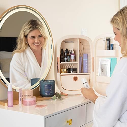 Cooluli Beauty 12L Skincare Fridge - for Makeup, Cosmetic & Facial Skin Care Products - for Women & Teen Girls - Pearl White Mini Fridge for Bedroom & Bathroom Vanity - Interior LED Lights - Image 4