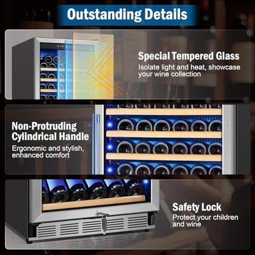 24" 190-Bottle Freestanding Wine Cooler, Low Noise with Sliding Shelves - Image 4