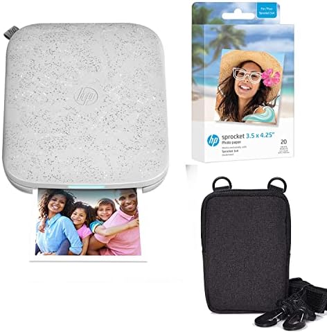 HP Sprocket 3x4 Instant Photo Printer -Kit: 20 Pack Zink Paper, case by HP