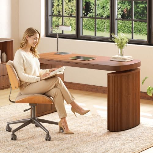 FLEXISPOT 55 x 24 Inch Executive Standing Desk with Drawer, Brown - Image 3