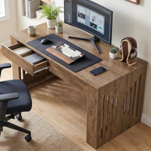 Tribesigns 63 Inch Executive Computer Desk with Drawers & Storage Shelves - Image 3