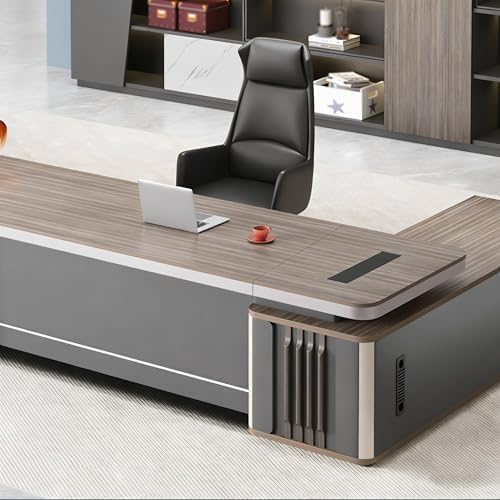 Executive Office Desk with Storage Cabinet,Modern l Shaped Executive Desk,50MM Thick Desktop for CEO Office, Reception & Commercial Workspace - Image 4
