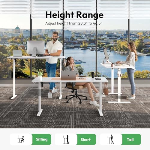 55 x 28 Inch Electric Standing Desk, 3 Memory Presets, White - Image 3