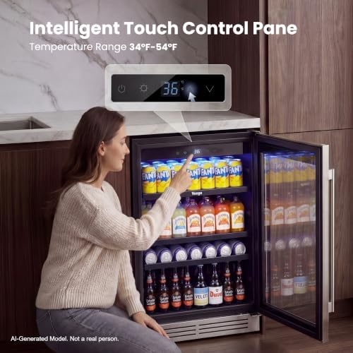Yeego Beverage Refrigerator - 24 inch 180 Cans Beer Cooler with Glass Door - Image 5