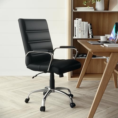 Flash Furniture Mid-Back Black LeatherSoft Executive Swivel Office Chair with Chrome Base and Arms - Image 2