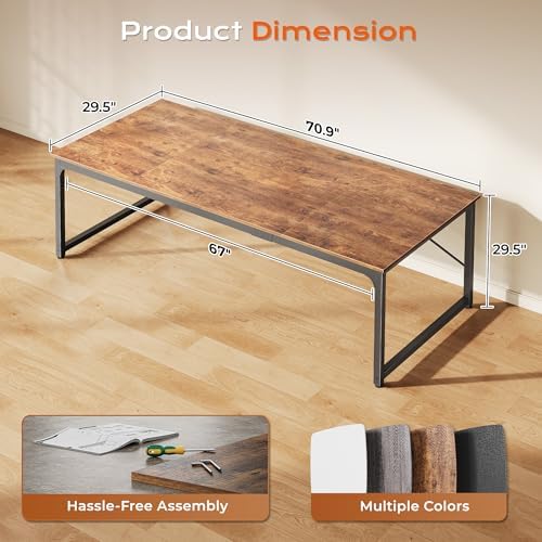 PRAISUN 70.8 X 29.5 Inch Computer Desk with Deeper Desktop - Image 3