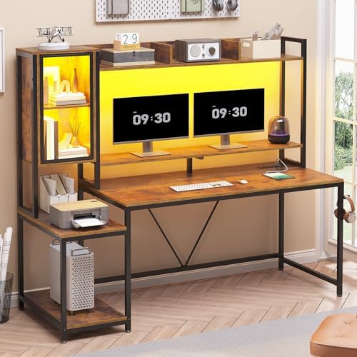 SEDETA 60'' Gaming Desk with Storage, Hutch, Display Cabinet and LED Lights - Image 3