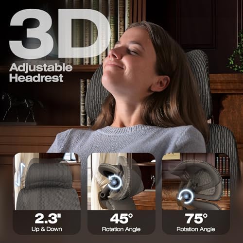ELABEST X100 Ergonomic Mesh Office Chair with Footrest, Big and Tall Home Desk Chair with 5D Flip-Up Arms, Adjustable 3D Lumbar Support, Gaming & Executive Computer Chair (Library Oak) - Image 5