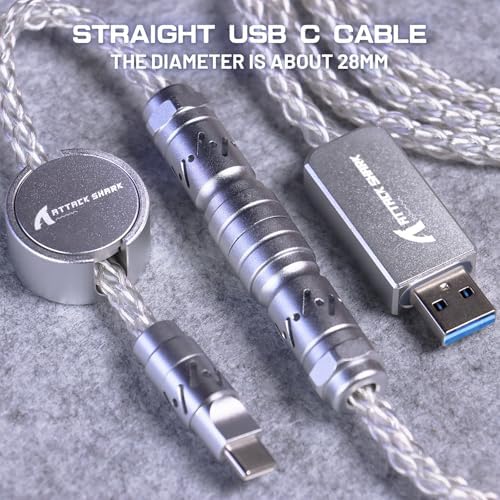 ATTACK SHARK C07 Custom Braided Aviator Cable with Light Up RGB-White - Image 2