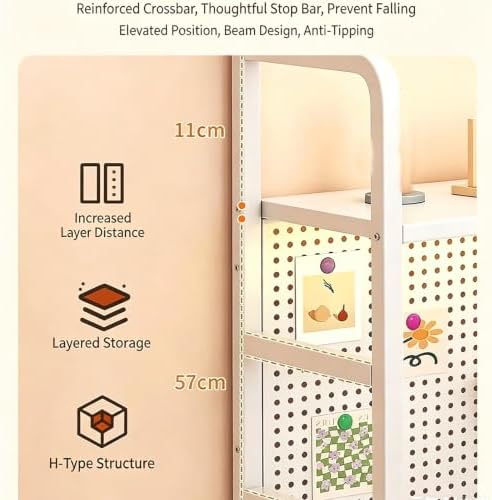 Hole-Board Desktop Bookshelf, DIY Adjustable Storage Iron Frame Hole-Board Desk Shelf Organizer, Freestanding No Drill Design for Student Dorm Office Gaming Desktop - Image 5