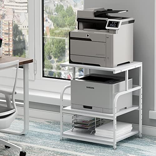 Fannova White Printer Stand Table, 23.6"x18.9"x30" Large Size with Storage by Fannova
