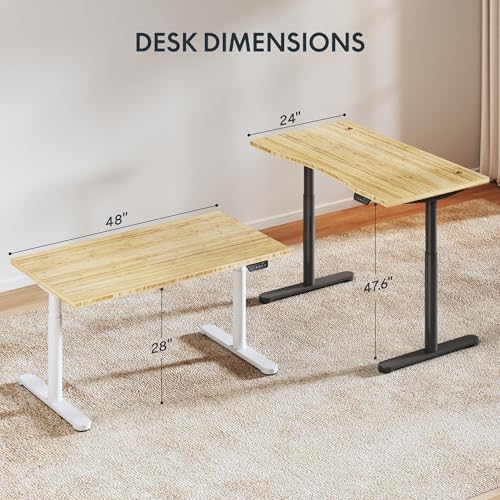 FLEXISPOT 48" x 24" Solid Bamboo Standing Desk, White Oval Legs - Image 2