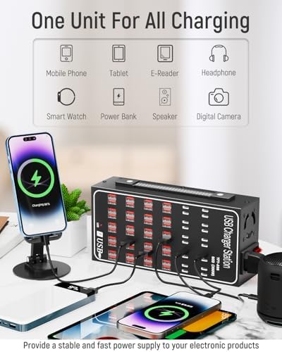 60 Port 300W(60A) USB Charging Station, Multi USB C Charger Station Block with Intelligent Protection, Desktop Charging Station for Multiple Devices, Suitable for Schools, Hotels, Shops and Malls - Image 4