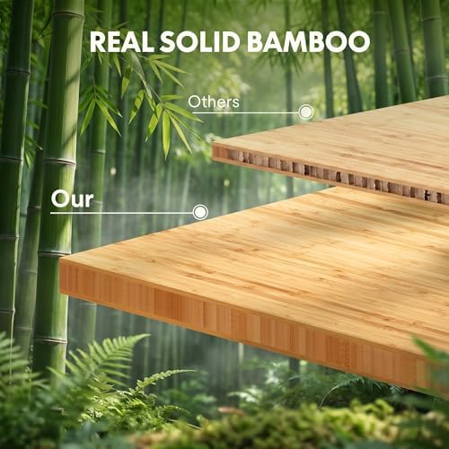 FLEXISPOT 60" x 30" Solid Bamboo Standing Desk, Silver Frame - Image 5