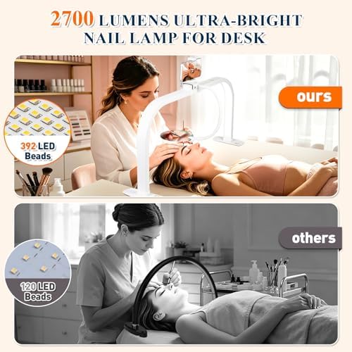 Half Moon Nail Desk Lamp with 5X Magnifier & Phone Holder - Image 5