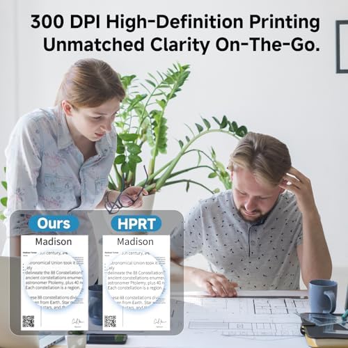 HPRT Portable Printer Wireless for Travel, Inkless Thermal Printer Black - Image 5