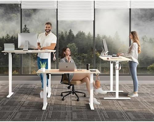 55 x 24 Inch Electric Standing Desk, 3 Memory Presets, Nature - Image 2