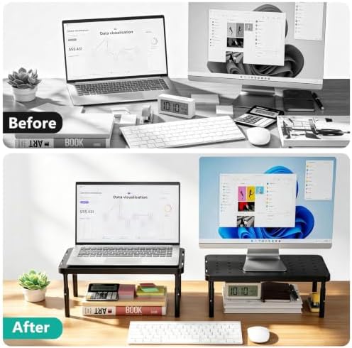 WALI Dual Monitor Riser for Desk, Adjustable Laptop Riser, up to 44 lbs - Image 3
