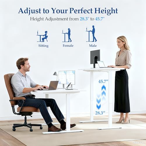 Klicelor L Shaped Standing Desk 55 x 31.5 Inch, Electric Height Adjustable Corner Desk for Home Office Workstation, Ergonomic Sit Stand Computer Table with Memory Controller, White - Image 6