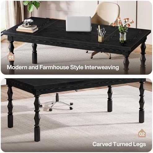 Tribesigns Large Black Executive Office Desk, 62.2" Farmhouse Computer Desk - Image 6