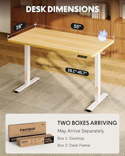 FLEXISPOT EN1 55"x28" One-Piece Standing Desk, Maple - Image 6