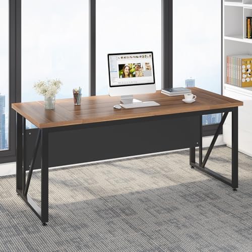 Tribesigns 63-Inch Executive Desk with 47-Inch Mobile File Cabinet, Large Home Office Desk with Drawers and Storage Shelves, L-Shaped Computer Desk Workstation Business Furniture, Walnut & Gray - Image 6