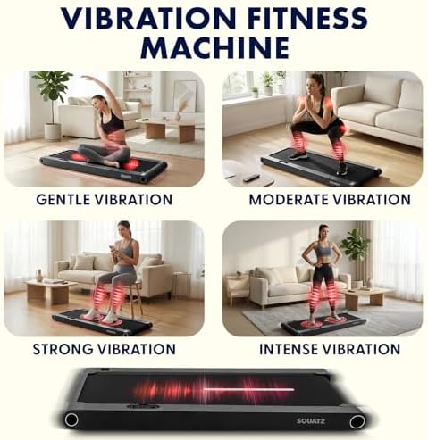 Squatz 2-in-1 Walking Pad Treadmill with Vibration Plates, Compact Under Desk Walking Pad with Remote Control, LED Display, Non-Slip Belt, Quiet 1.0HP Motor for Home or Office Workout (Black) - Image 3