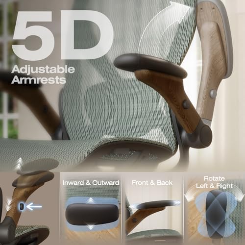 ELABEST X100 Ergonomic Mesh Office Chair with Footrest, Big and Tall Home Desk Chair with 5D Flip-Up Arms, Adjustable 3D Lumbar Support, Gaming & Executive Computer Chair - Image 4