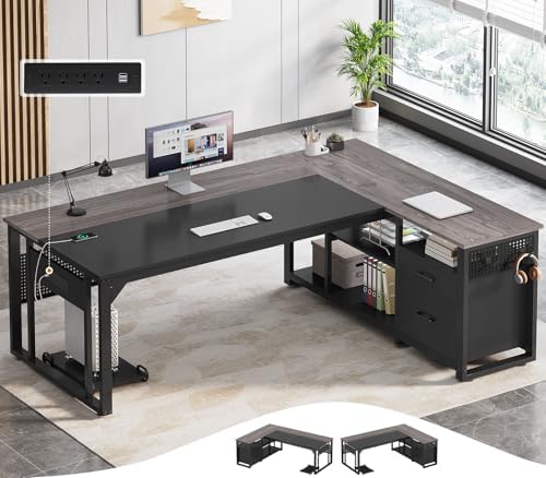 UPOSOJA 71" L Shaped Executive Desk, Office Desk with Storage Drawers by UPOSOJAWishesYouaNiceDay