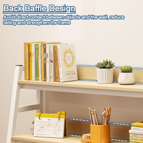 Trapezoid Desk Hutch Dorm, Multipurpose Desktop Bookshelf, 3-Tier Desktop Storage Shelves Display Rack for Office Home(Yellow,55cm/22in) - Image 6